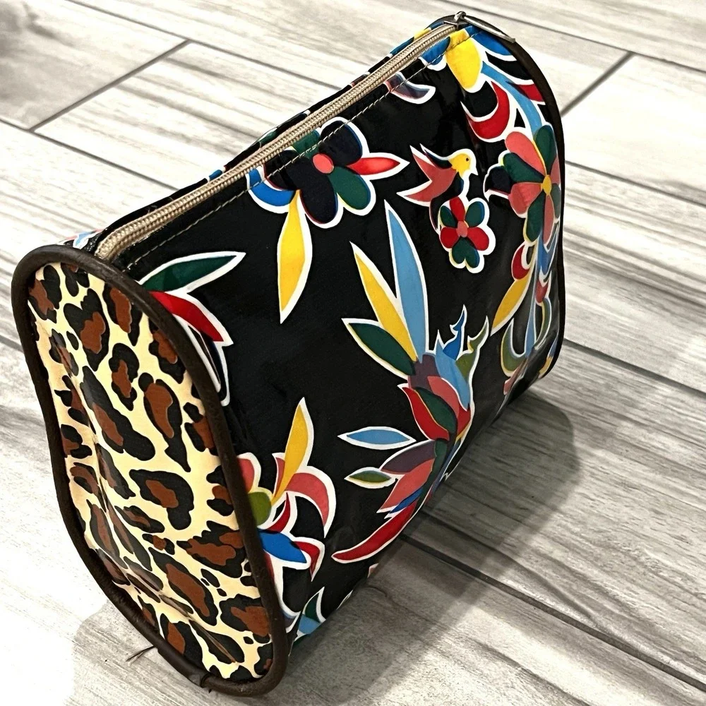 NWOT Consuela Diego & Mona Leopard Oilcloth Travel Makeup Bag Rare Retired